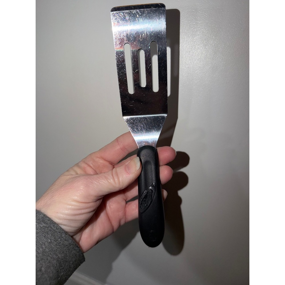 Pampered Chef Mini Serving Spatula Stainless Steel Slotted Brownie Turner Black